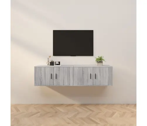 Sieninės Tv Spintelės, 2Vnt., Pilkos Ąžuolo, 80X34,5X40Cm