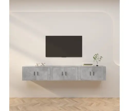 Sienas Tv Skapīši, 3 Gab., Betona Pelēki, 80X34,5X40 Cm Vidaxl
