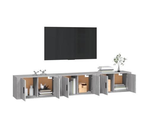 Sienas Tv Skapīši, 3 Gab., Pelēki, 80X34,5X40 Cm Vidaxl
