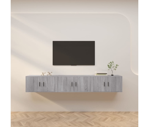 Sienas Tv Skapīši, 3 Gab., Pelēki, 80X34,5X40 Cm Vidaxl