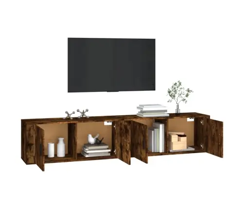 Sieninės Tv Spintelės, 2Vnt., Dūminio Ąžuolo, 100X34,5X40Cm