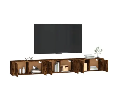 Seina Telerikapid, 3 Tk, Suitsutatud Tamm, 100 X 34,5 X 40 Cm