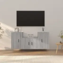 3-Daļīgs Tv Skapīšu Komplekts, Pelēka Ozola, Inženierijas Koks Vidaxl