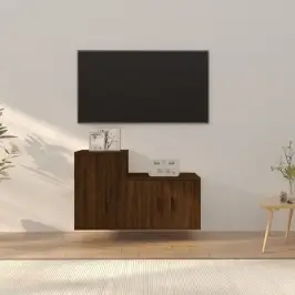 Tv Spintelių Komplektas, 2 Dalių, Rudas Ąžuolo, Mediena
