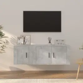 Tv Spintelių Komplektas, 2 Dalių, Betono Pilkas, Mediena