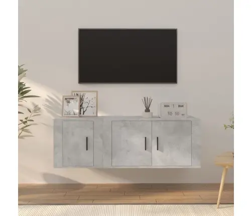 Tv Spintelių Komplektas, 2 Dalių, Betono Pilkas, Mediena