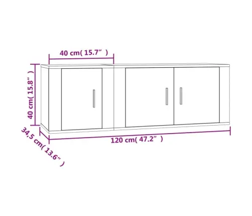 2-Daļīgs Tv Skapīšu Komplekts, Pelēka Ozola, Inženierijas Koks Vidaxl