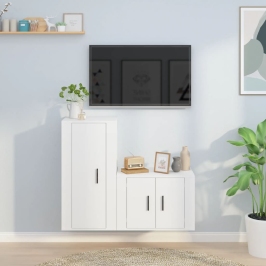 2-Osaline Telerikappide Komplekt, Valge, Tehispuit