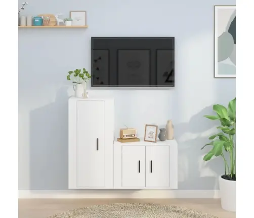 2-Daļīgs Tv Skapīšu Komplekts, Inženierijas Koks, Balts Vidaxl