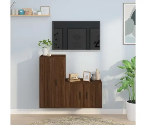 2-Osaline Telerikappide Komplekt, Pruun Tamm, Tehispuit