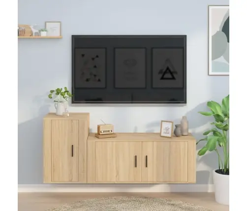 2-Daļīgs Tv Skapīšu Komplekts, Inženierijas Koks, Koka Krāsa Vidaxl 2-Daļīgs Tv Skapīšu Komplekts, Inženierijas Koks, Koka Krāsa Vidaxl