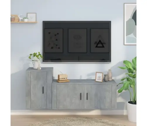 2-Daļīgs Tv Skapīšu Komplekts, Inženierijas Koks, Betona Pelēks Vidaxl