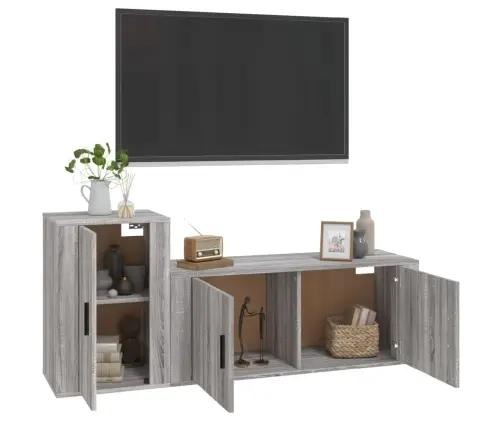 2-Daļīgs Tv Skapīšu Komplekts, Pelēka Ozola, Inženierijas Koks Vidaxl 2-Daļīgs Tv Skapīšu Komplekts, Pelēka Ozola, Inženierijas Koks Vidaxl