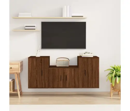 3-Osaline Telerikappide Komplekt, Pruun Tamm, Tehispuit