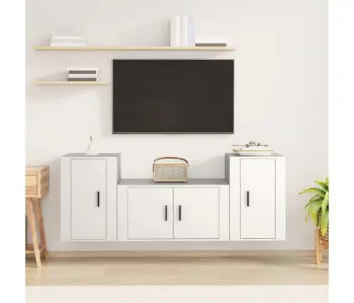 3-Daļīgs Tv Skapīšu Komplekts, Balts, Inženierijas Koks Vidaxl
