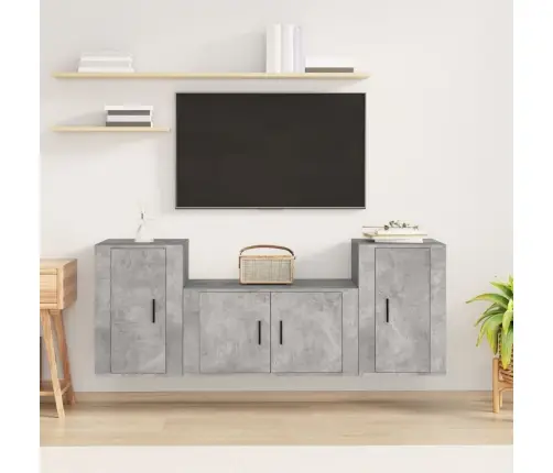 3-Osaline Telerikappide Komplekt, Betoonhall, Tehispuit