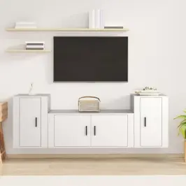 3-Osaline Telerikappide Komplekt, Valge, Tehispuit