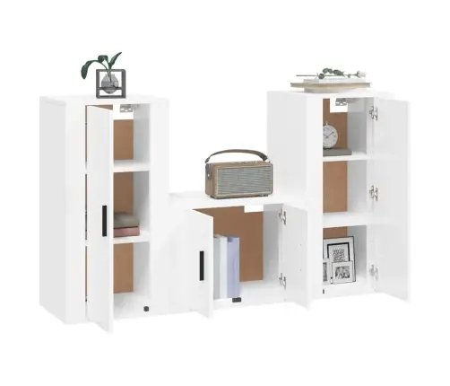 3-Daļīgs Tv Skapīšu Komplekts, Spīdīgi Balts, Inženierijas Koks Vidaxl 3-Daļīgs Tv Skapīšu Komplekts, Spīdīgi Balts, Inženierijas Koks Vidaxl