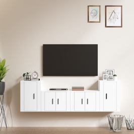 4-Osaline Telerikappide Komplekt, Valge, Tehispuit