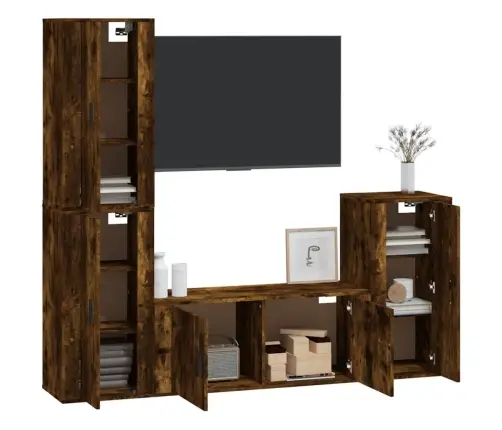 4-Daļīgs Tv Skapīšu Komplekts, Ozola Krāsa, Inženierijas Koks Vidaxl 4-Daļīgs Tv Skapīšu Komplekts, Ozola Krāsa, Inženierijas Koks Vidaxl