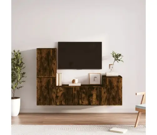 4-Daļīgs Tv Skapīšu Komplekts, Ozola Krāsa, Inženierijas Koks Vidaxl