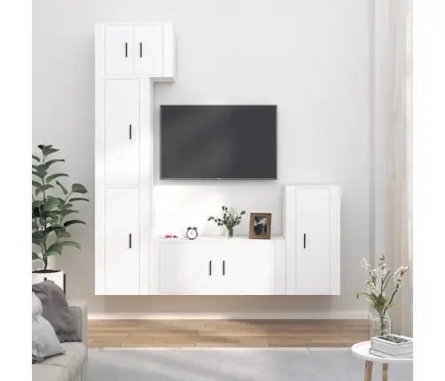 5-Osaline Telerikappide Komplekt, Valge, Tehispuit