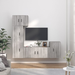 5-Daļīgs Tv Skapīšu Komplekts, Pelēka Ozola, Inženierijas Koks Vidaxl