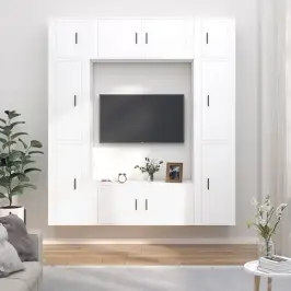 8-Osaline Telerikappide Komplekt, Valge, Tehispuit