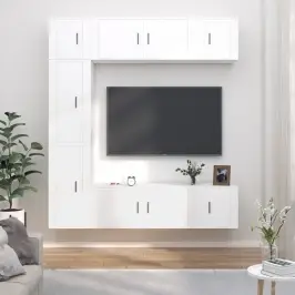 7-Daļīgs Tv Skapīšu Komplekts, Inženierijas Koks, Balts Vidaxl