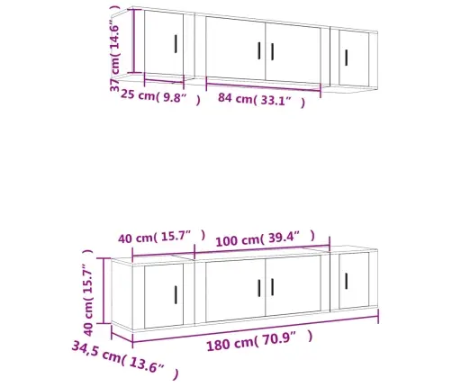 6-Osaline Telerikappide Komplekt, Valge, Tehispuit