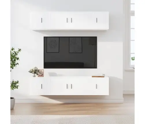 6-Osaline Telerikappide Komplekt, Valge, Tehispuit