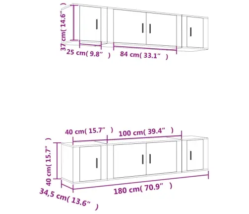 Tv Spintelių Komplektas, 6 Dalių, Betono Pilkas, Mediena Tv Spintelių Komplektas, 6 Dalių, Betono Pilkas, Mediena