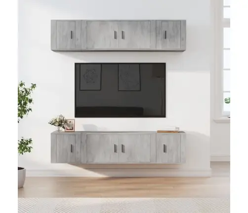 Tv Spintelių Komplektas, 6 Dalių, Betono Pilkas, Mediena Tv Spintelių Komplektas, 6 Dalių, Betono Pilkas, Mediena