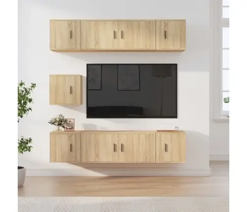 Televizoriaus Spintelių Komplektas, 7 Dalių, Ąžuolo, Mediena
