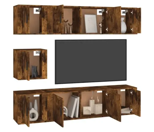 7-Daļīgs Tv Skapīšu Komplekts, Ozola Krāsa, Inženierijas Koks Vidaxl