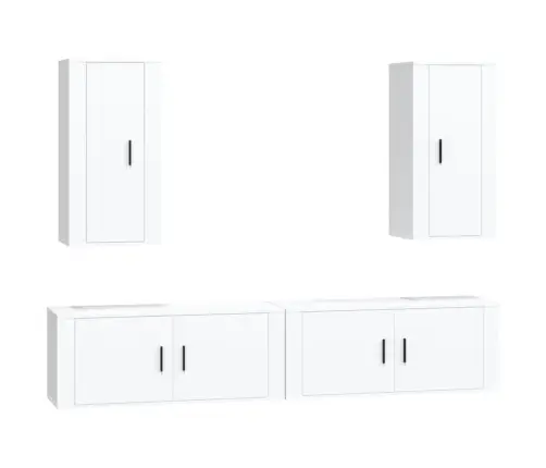 4-Daļīgs Tv Skapīšu Komplekts, Balts, Inženierijas Koks Vidaxl