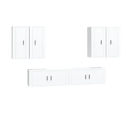 6-Daļīgs Tv Skapīšu Komplekts, Balts, Inženierijas Koks Vidaxl