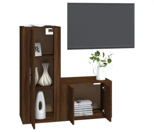 2-Osaline Telerikappide Komplekt, Pruun Tamm, Tehispuit