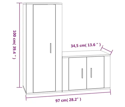 2-Osaline Telerikappide Komplekt, Pruun Tamm, Tehispuit