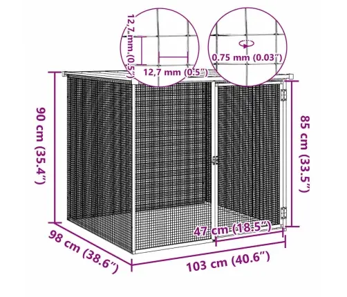 Vistu Būris, Jumts, Gaiši Pelēks, 103X98X90 Cm, Cinkots Tērauds Vidaxl
