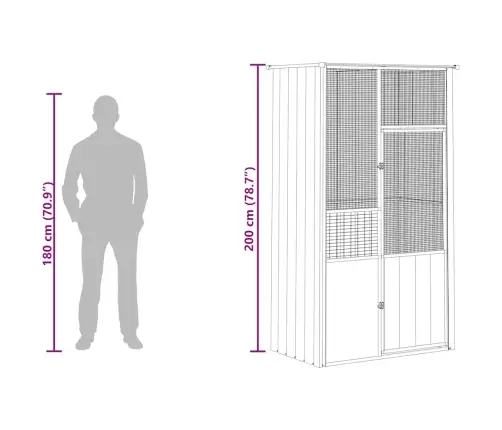 Paukščių Narvas, Antracito, 115X78X200cm Galvanizuotas Plienas