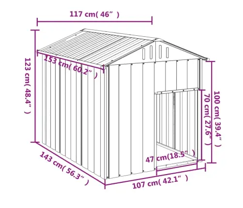 Šuns Narvas Su Stogu, Antracito, 117X153X123cm Plienas