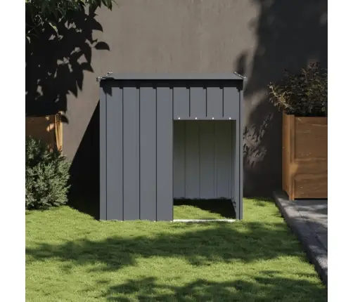 Suņu Būda Ar Jumtu, Pelēka, 110X103X109 Cm, Cinkots Tērauds Vidaxl