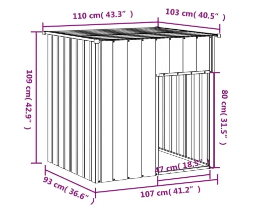 Suņu Būda, 110X103X109 Cm, Cinkots Tērauds, Gaiši Pelēka Vidaxl
