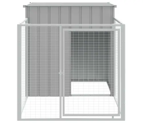 Šuns Būda Su Voljeru, Šviesiai Pilka, 110X201X110 cm Cinkuotas Plienas