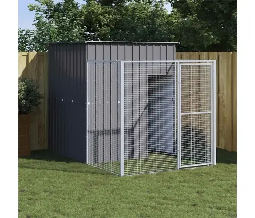 Suņu Būda, Pelēka, 165X251X181 Cm, Cinkots Tērauds Vidaxl