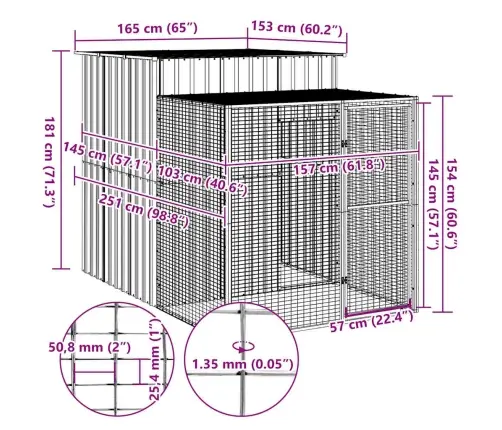 Vistu Būris, Pelēks, 165X251X181 Cm, Cinkots Tērauds Vidaxl