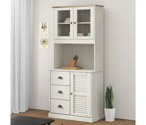 Augstā Kumode, Vigo, Balta, 78X40X175 Cm, Priedes Masīvkoks Vidaxl