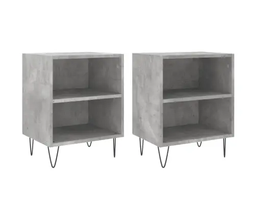 Naktinės Spintelės, 2Vnt., Betono Pilkos, 40X30X50cm Mediena