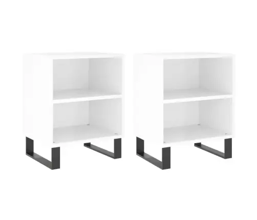 Naktinės Spintelės, 2Vnt., Baltos, 40X30X50cm Apdirbta Mediena